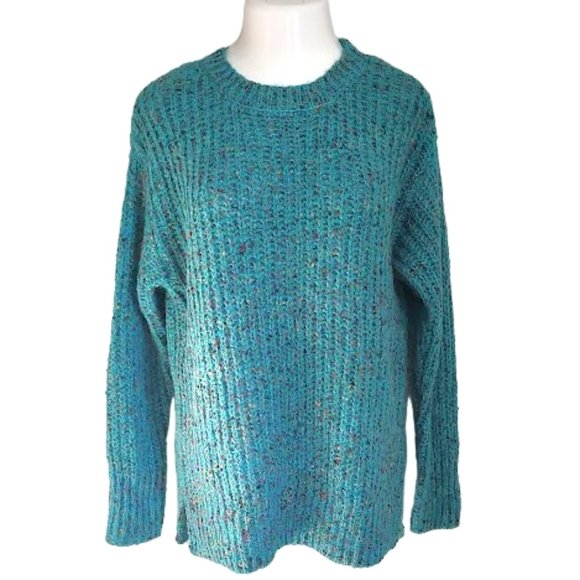 Vernacular Teal Speckled Cozy Tunic Style Sweater Large - Picture 1 of 8